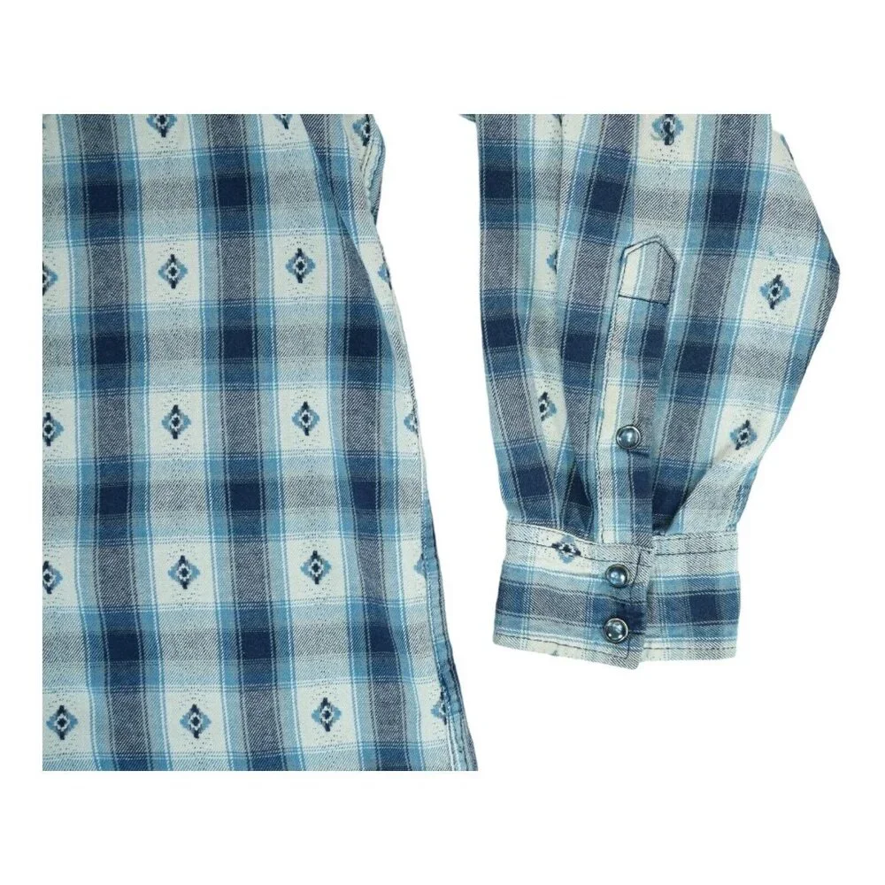 Cody James Shirt Mens XL Blue Plaid Western Slim Fit Pearl Snap‎ Long Sleeve